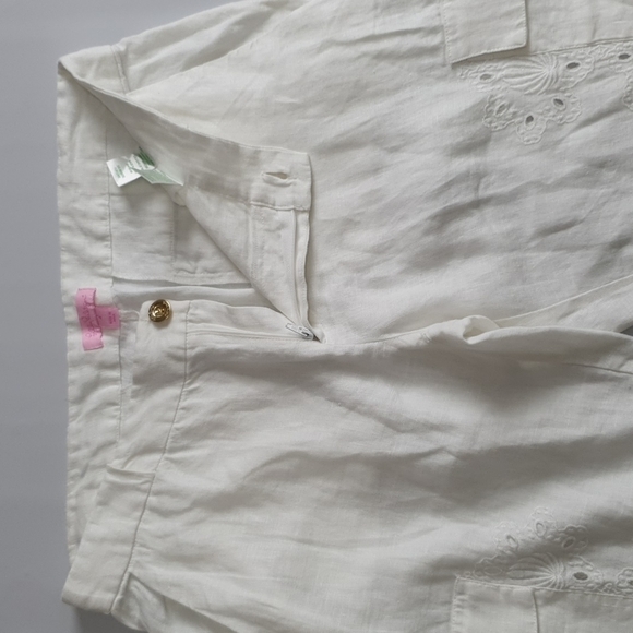 Lilly Pulitzer Ziva Cargo Embroidered Linen Pants - Picture 7 of 11